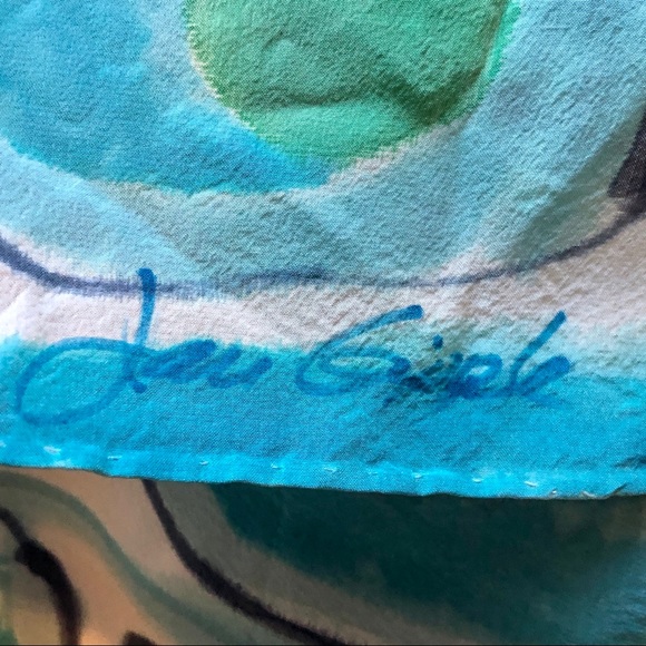 Vintage 1980’s’s Designer Jan Gipple Silk oblong scarf blue and white tones - Picture 12 of 12